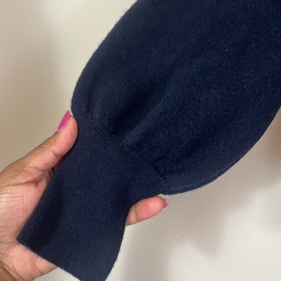 Magaschoni Sweater Women Size Small Navy Blue Drawstring Hoodie Long Sleeve - Picture 7 of 7